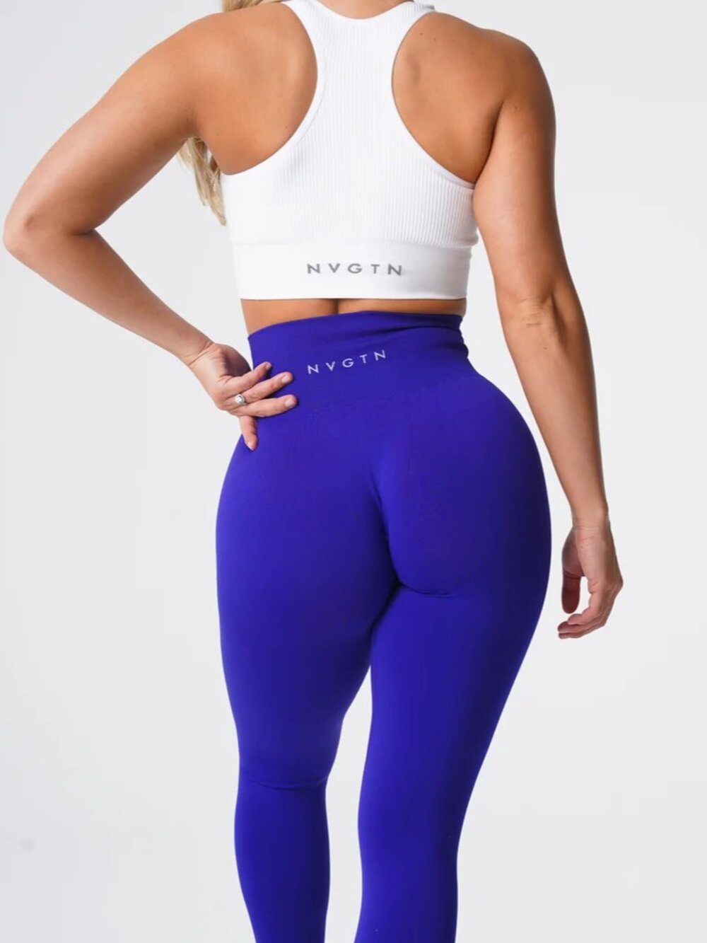 NVGTN Cobalt Solid Seamless Leggings Logo Compression Lifting Cross Fit